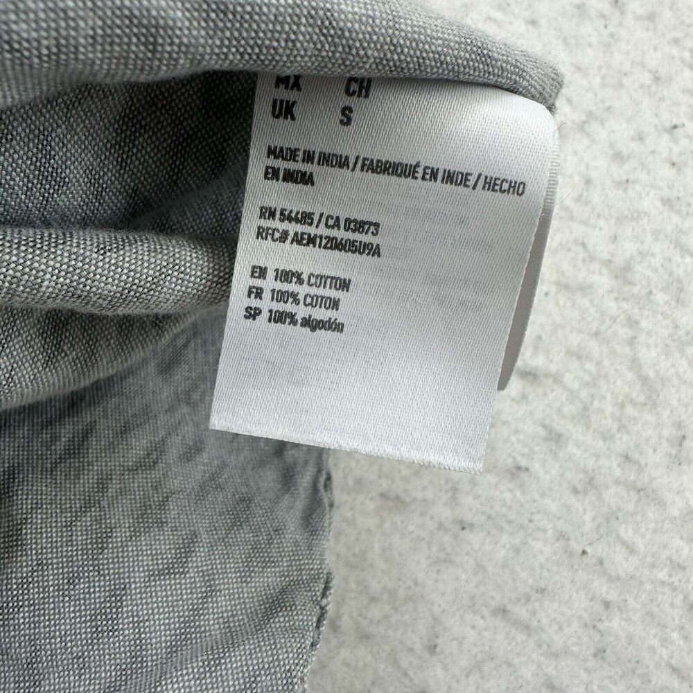 American Eagle Shirt Mens Small S Gray Shark Super Soft Button Down Long Sleeve - Picture 10 of 13